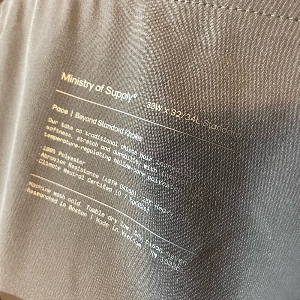 Ministry of Supply Men’s NWT Pace Tapered Olive Green Standard Khaki Chino Pants - Picture 4 of 7
